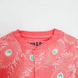 Peacock Button Babygrow