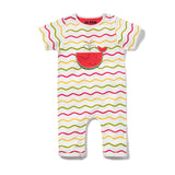 Chevron Whale-Melon Romper