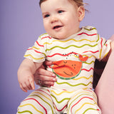 Chevron Whale-Melon Romper