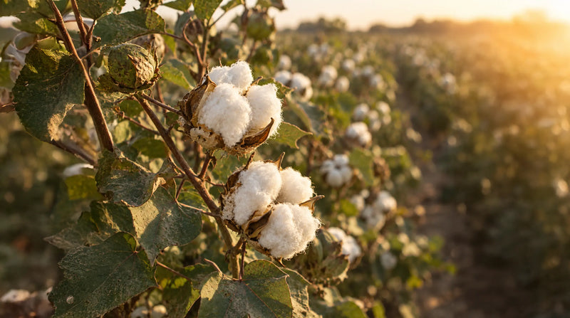 Organic cotton growing in a field