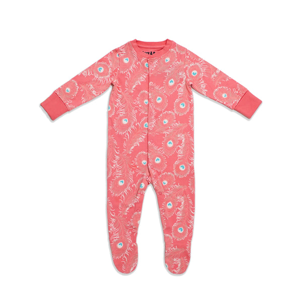 Peacock Button Babygrow - Lucy & Sam