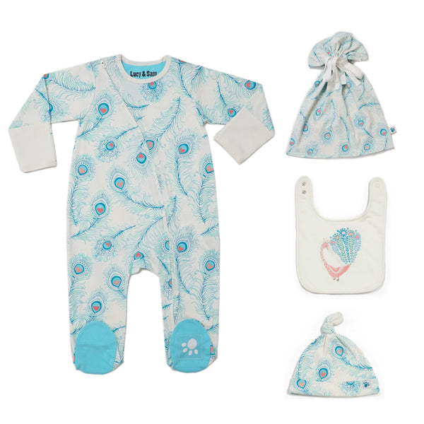 Peacock White Baby Bundle - Lucy & Sam