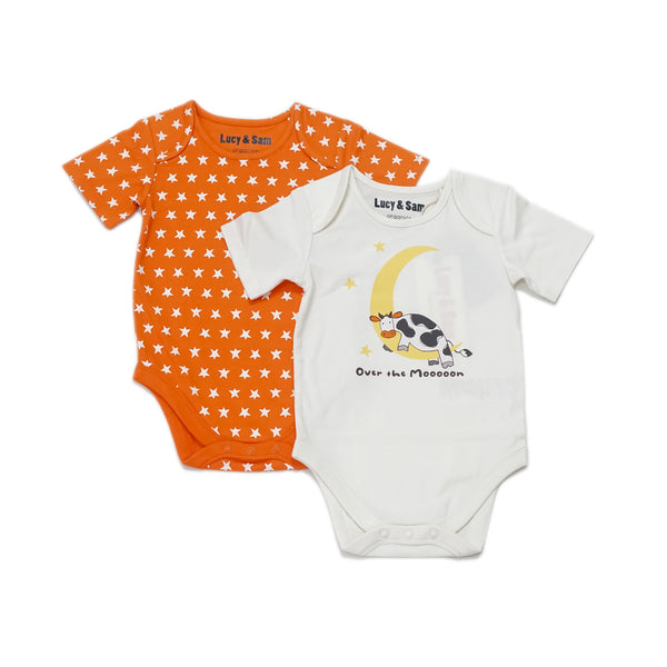Star & Moon Cow Two Pack Bodysuits - Lucy & Sam