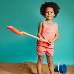 Lucy & Sam Coral and turqoise baby and kids organic vest and shorts