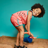 Lucy & Sam Coral and turqoise baby and kids organic vest and shorts