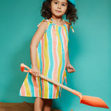 Lucy & Sam Multi colour stripe baby kids swing organic dress