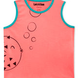 Lucy & Sam Coral and turqoise baby and kids organic vest and shorts