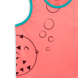 Lucy & Sam Coral and turqoise baby and kids organic vest and shorts