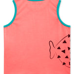 Lucy & Sam Coral and turqoise baby and kids organic vest and shorts