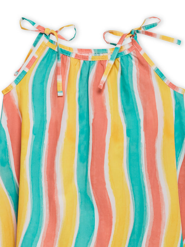 Lucy & Sam Multi colour stripe baby kids swing organic dress