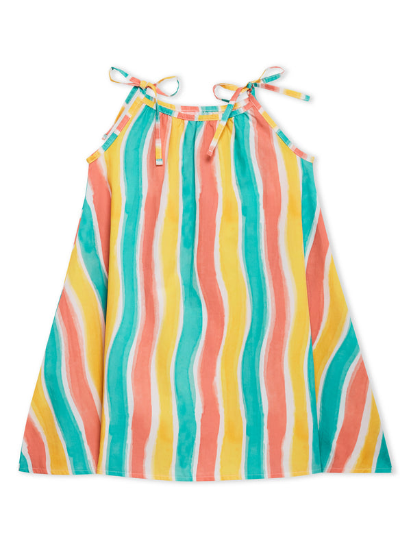 Lucy & Sam Multi colour stripe baby kids swing organic dress