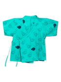 Lucy & Sam Turqoise baby and kids pufferfish organic  kimono and shorts set