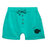 Lucy & Sam White and turqoise pufferfish t shirt and shorts