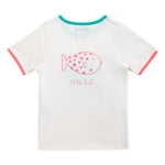 Lucy & Sam White and turqoise pufferfish t shirt and shorts