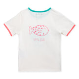 Lucy & Sam White and turqoise pufferfish t shirt and shorts