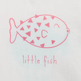 Lucy & Sam White and turqoise pufferfish t shirt and shorts