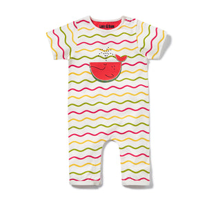 Chevron Whale-Melon Romper