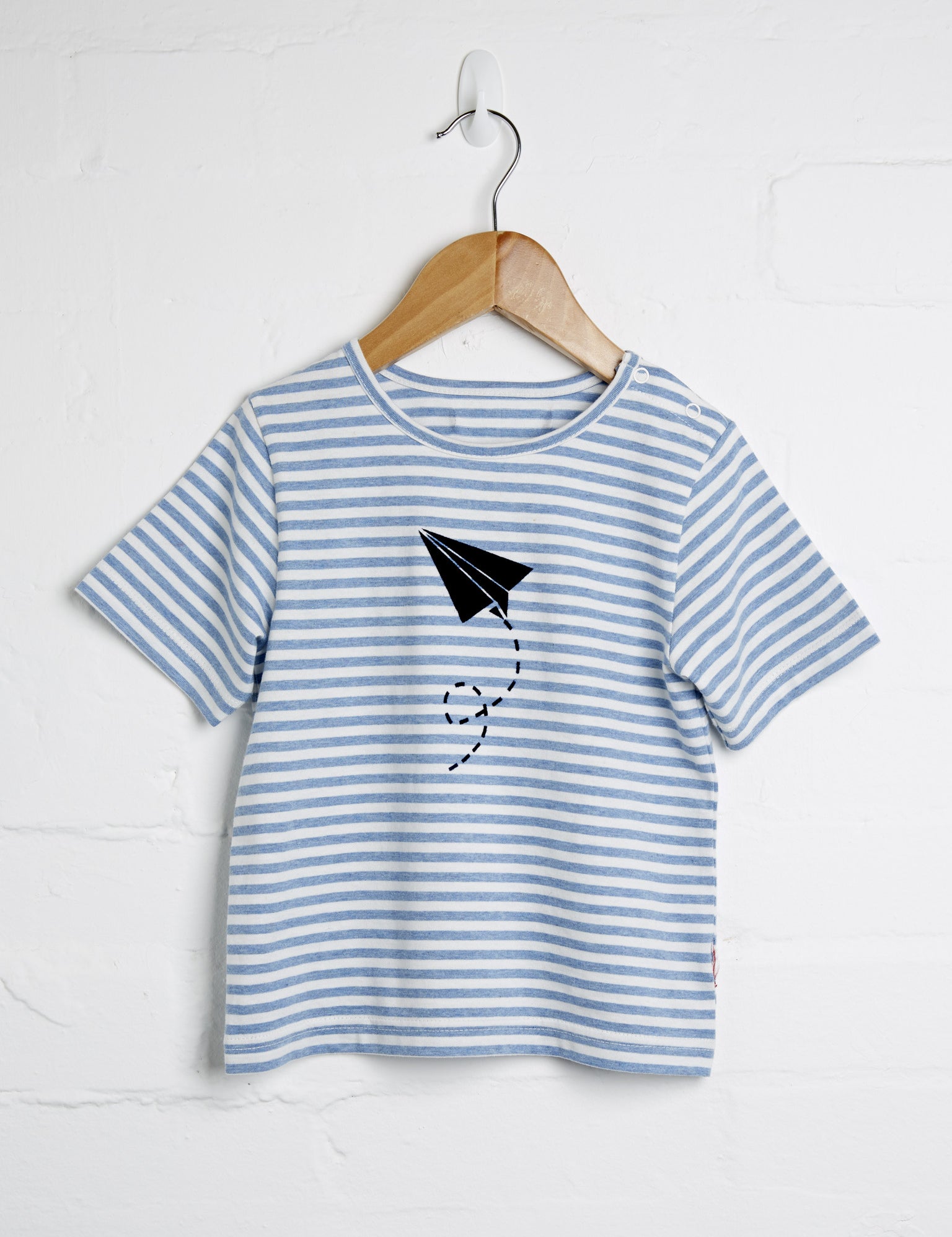 Stripe Paper Plane Short Sleeve Tee - cool baby clothes by lucy & sam