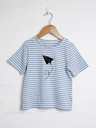Stripe Paper Plane Short Sleeve Tee - cool baby clothes by lucy & sam
