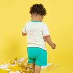 Lucy & Sam White and turqoise pufferfish t shirt and shorts