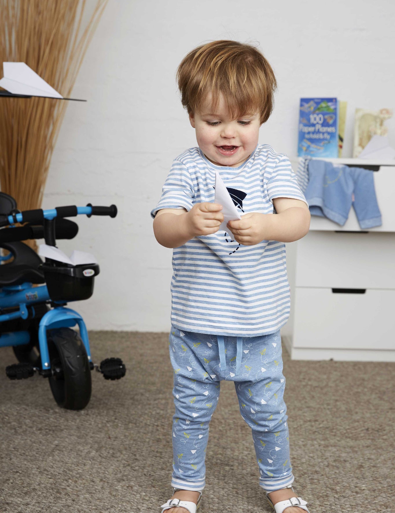 Stripe Paper Plane Short Sleeve Tee - cool baby clothes by lucy & sam